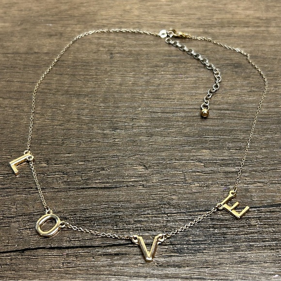 Dainty Gold Tone LOVE Letters Necklace - Picture 1 of 2